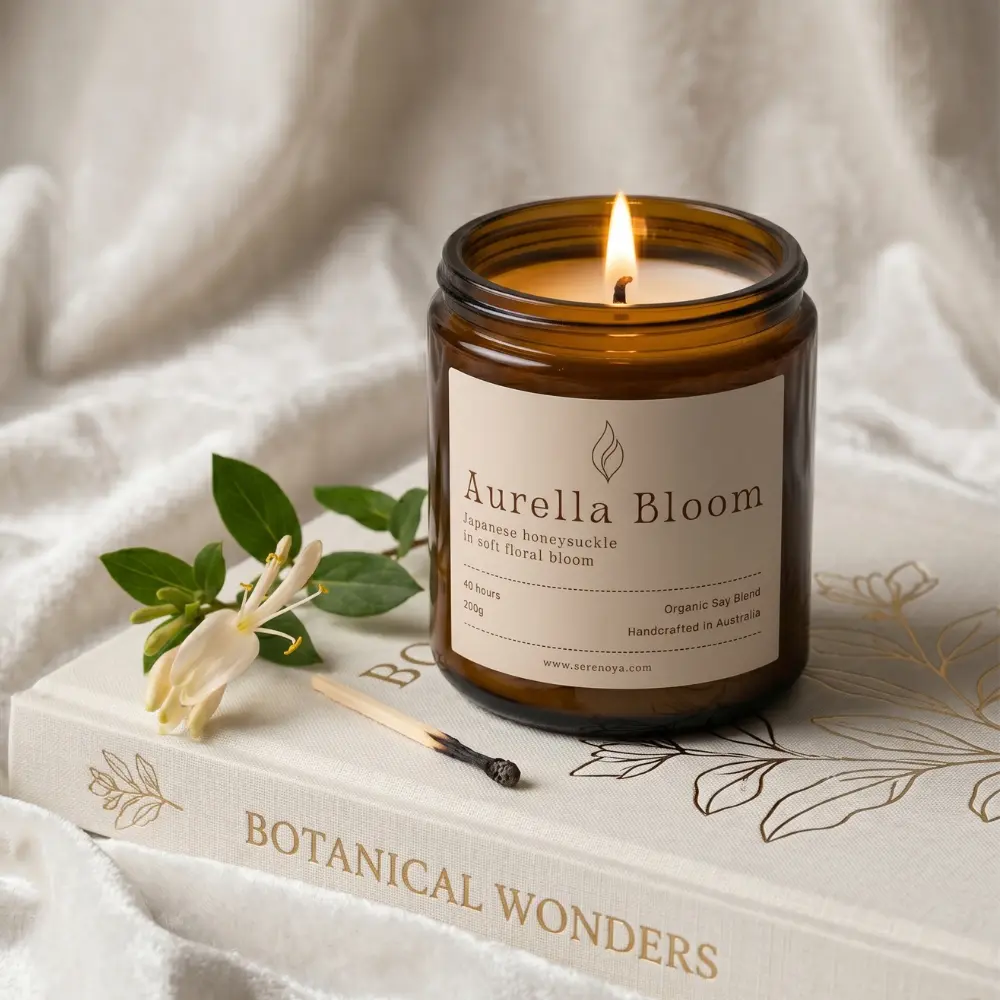 Aurella Bloom Luxury Scented Candle – Japanese Honeysuckle Floral Fragrance Aurella Bloom Luxury Scented Candle – Japanese Honeysuckle Floral Fragrance - Image 4