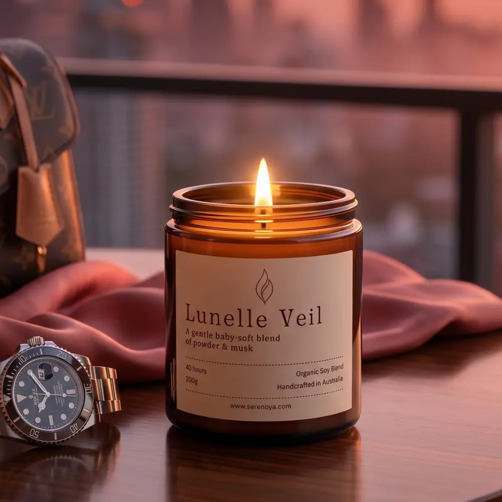 Lunelle Veil Luxury Candle – Soft Powder Cotton Musk Fragrance Lunelle Veil Luxury Candle – Soft Powder Cotton Musk Fragrance