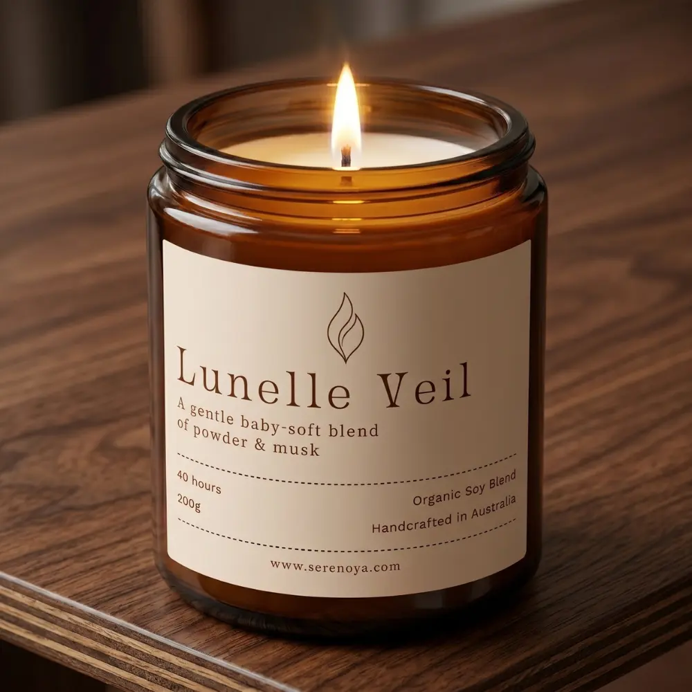 Lunelle Veil Luxury Candle – Soft Powder Cotton Musk Fragrance Lunelle Veil Luxury Candle – Soft Powder Cotton Musk Fragrance - Image 4