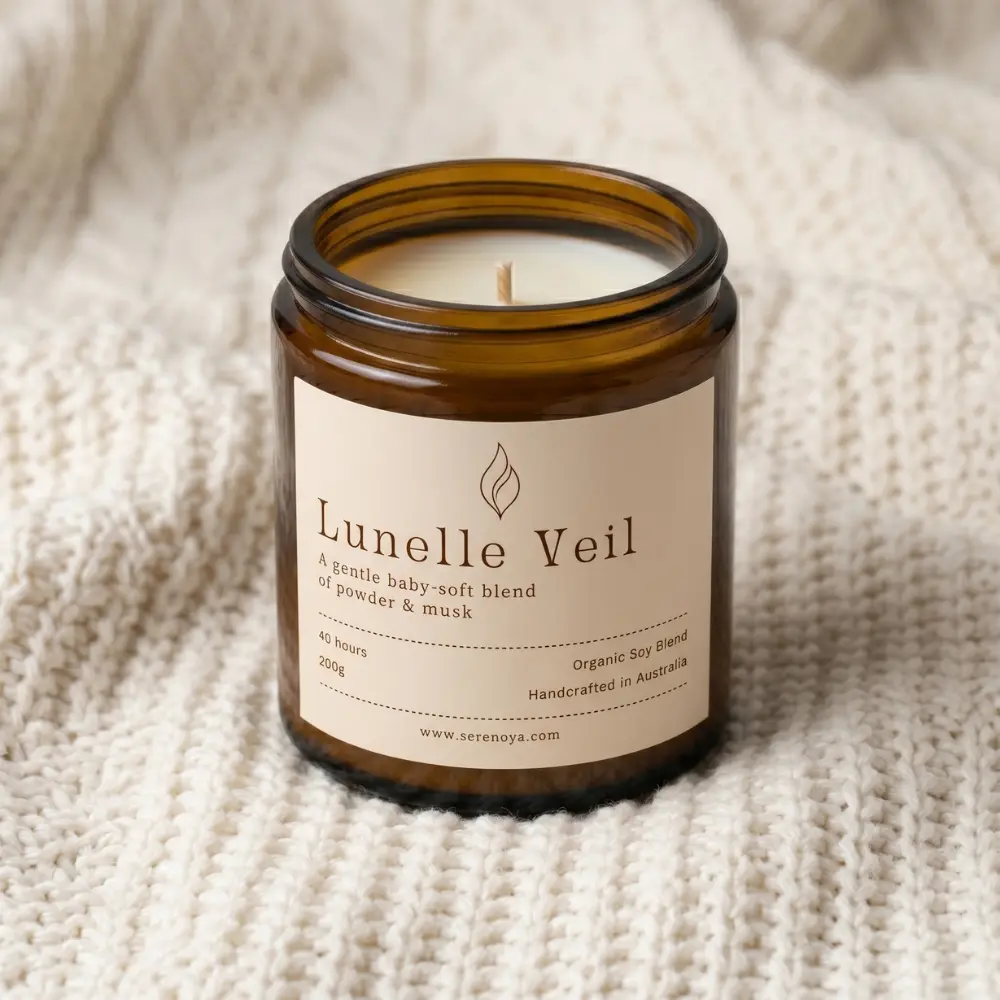 Lunelle Veil Luxury Candle – Soft Powder Cotton Musk Fragrance Lunelle Veil Luxury Candle – Soft Powder Cotton Musk Fragrance - Image 2
