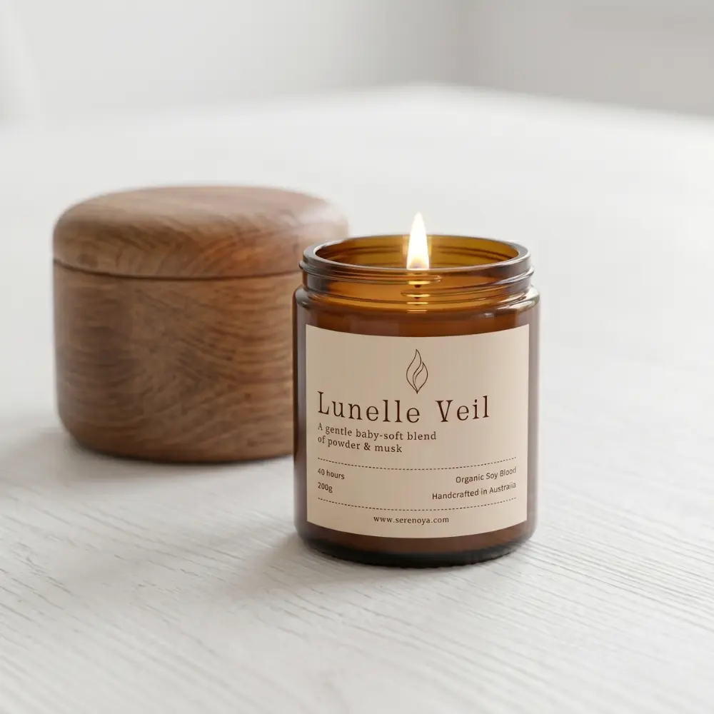 Lunelle Veil Luxury Candle – Soft Powder Cotton Musk Fragrance Lunelle Veil Luxury Candle – Soft Powder Cotton Musk Fragrance - Image 3